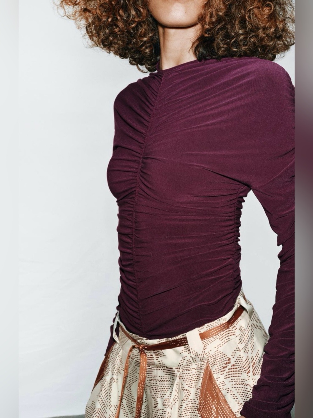 BNWT Zara ruched burgundy bodysuit